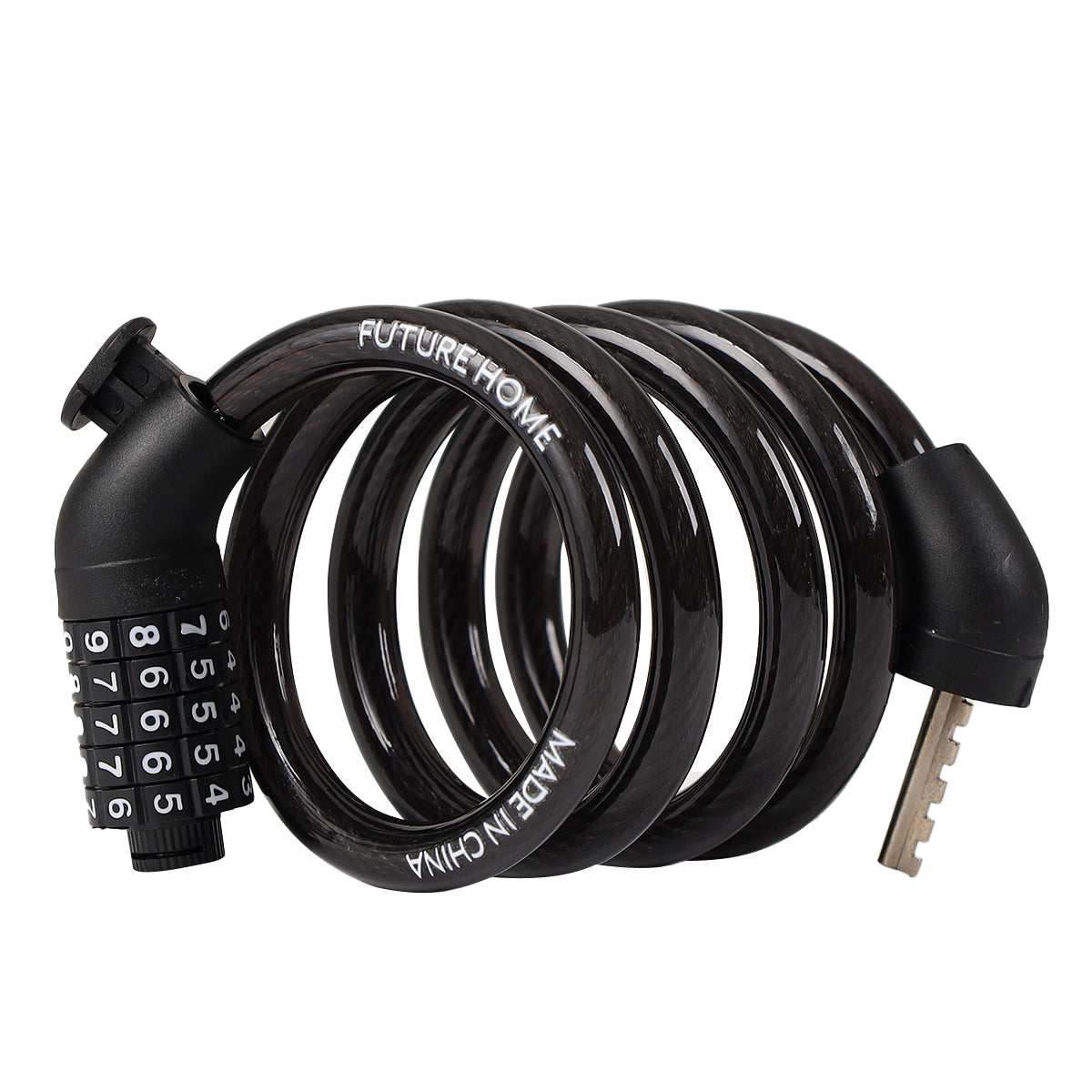 FUTURE HOME 5-Digit Resettable Combination Bike Lock, Black Combination Lock for Montaion Bicycle, Scooter