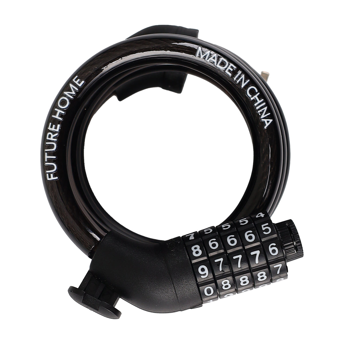 FUTURE HOME 5-Digit Resettable Combination Bike Lock, Black Combination Lock for Montaion Bicycle, Scooter