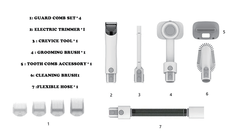 007 Pet Vacuum Cleaner ElectricTrimmer Hair Remover Grooming Slicker Deshedding Dog And Cat Brush Set