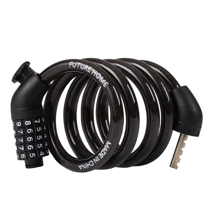 FUTUREHOME 5-Digit Resettable Combination Bike Lock, Black Combination Lock for Montaion Bicycle, Scooter