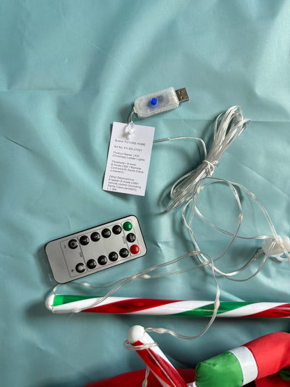 FUTURE HOME Outdoor LED Christmas Ladder Ornaments with Santa Claus, Xmas Decorations Light for Indoor Window, Garden, Home, Wall, Xmas Tree Decor