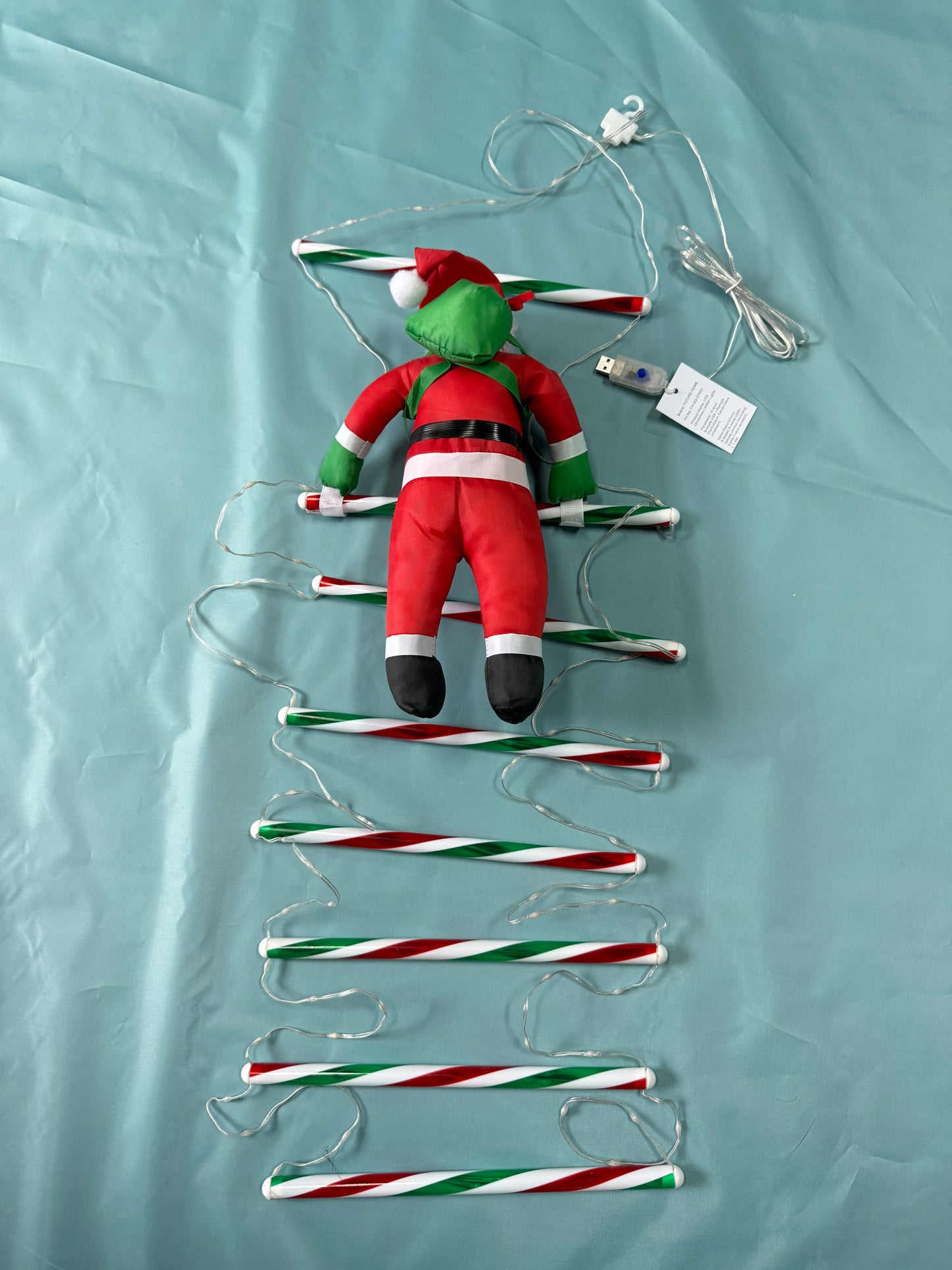 FUTURE HOME Outdoor LED Christmas Ladder Ornaments with Santa Claus, Xmas Decorations Light for Indoor Window, Garden, Home, Wall, Xmas Tree Decor