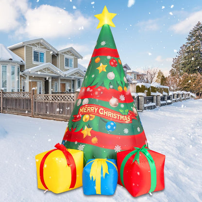 FUTURE HOME Inflatable toys showing Chirstmas Tree 7 FT Christmas Inflatables Tree Outdoor Decorations Blow Up Yard Present Box with Built-in LEDs for Indoor Party Garden Lawn Decor